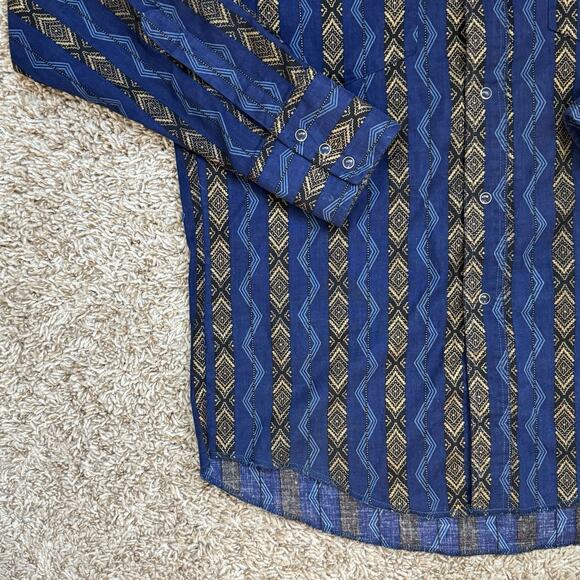 Wrangler X-Long Tails 15-33 Blue Aztec Pearl Snap Button Up Western Shirt Large - Picture 8 of 9